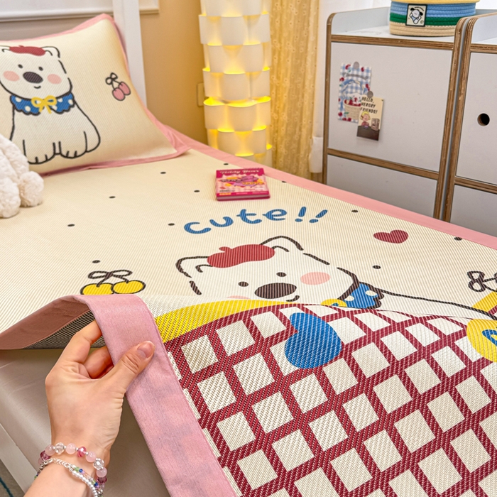 91家纺网 家纺一手货源 找家纺 慕尚家纺 2025新款凉感大版冰丝席学生季款三件套 高西地