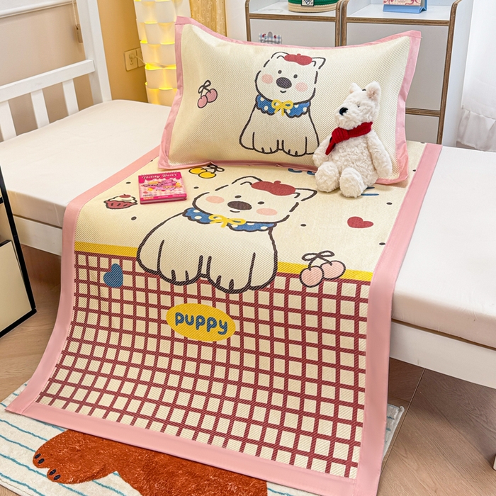 91家纺网 家纺一手货源 找家纺 慕尚家纺 2025新款凉感大版冰丝席学生季款三件套 高西地