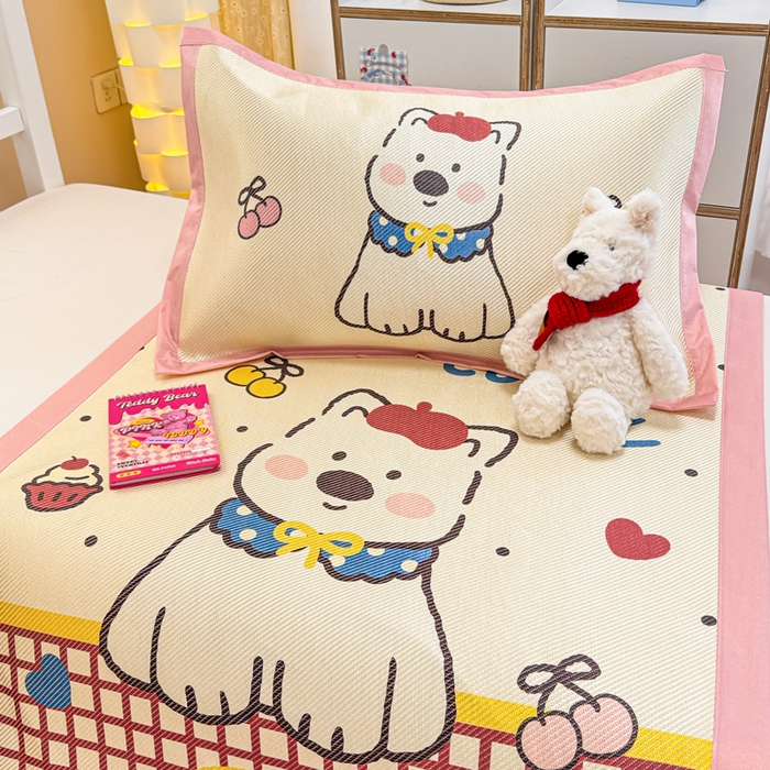 91家纺网 家纺一手货源 找家纺 慕尚家纺 2025新款凉感大版冰丝席学生季款三件套 高西地