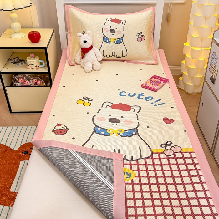 91家纺网 家纺一手货源 找家纺 慕尚家纺 2025新款凉感大版冰丝席学生季款三件套 高西地