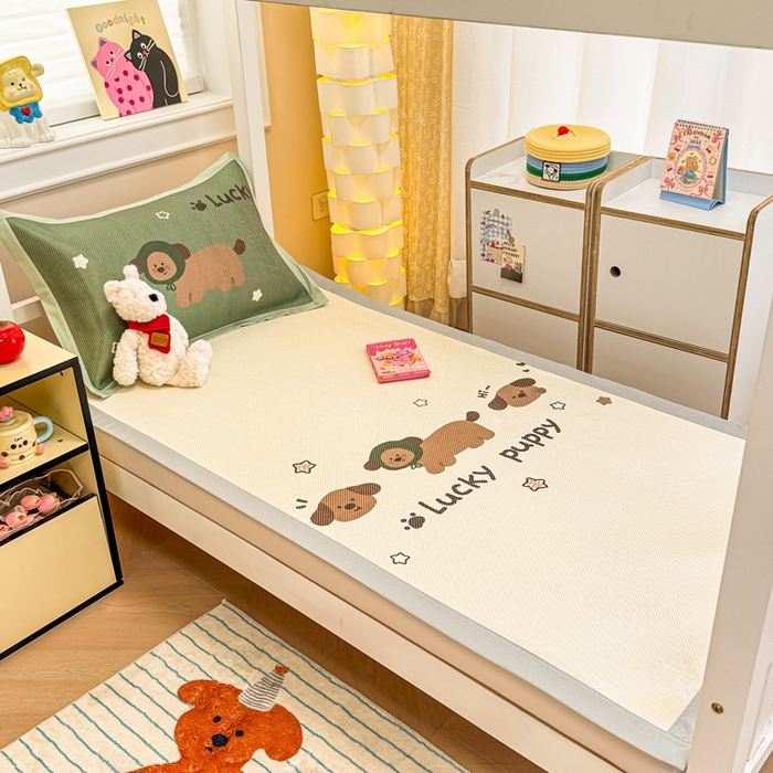 91家纺网 家纺一手货源 找家纺 慕尚家纺 2025新款凉感大版冰丝席学生季款三件套 小趴菜