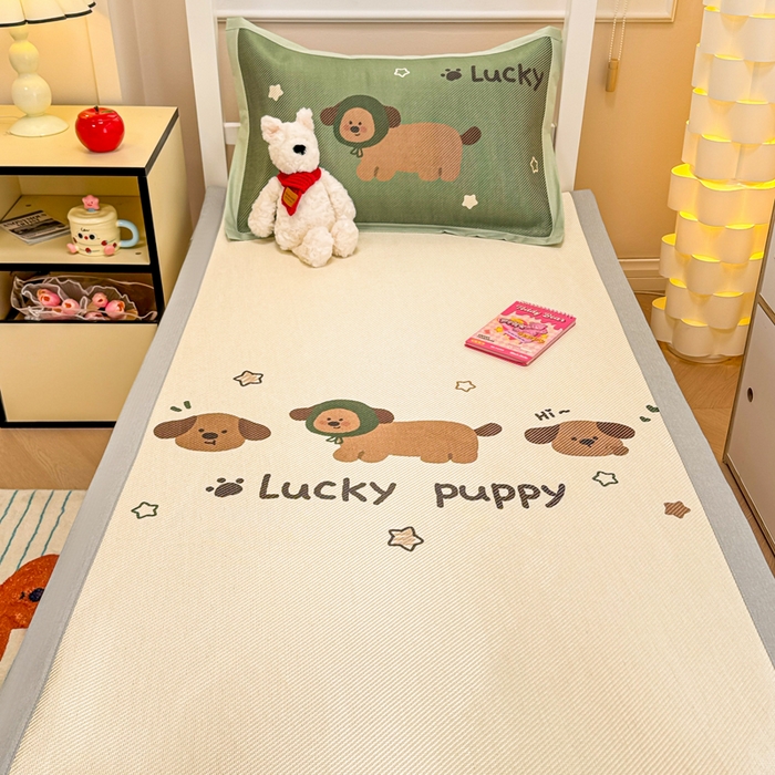 91家纺网 家纺一手货源 找家纺 慕尚家纺 2025新款凉感大版冰丝席学生季款三件套 小趴菜