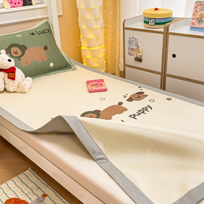 91家纺网 家纺一手货源 找家纺 慕尚家纺 2025新款凉感大版冰丝席学生季款三件套 小趴菜