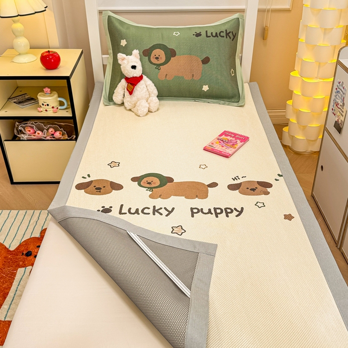 91家纺网 家纺一手货源 找家纺 慕尚家纺 2025新款凉感大版冰丝席学生季款三件套 小趴菜