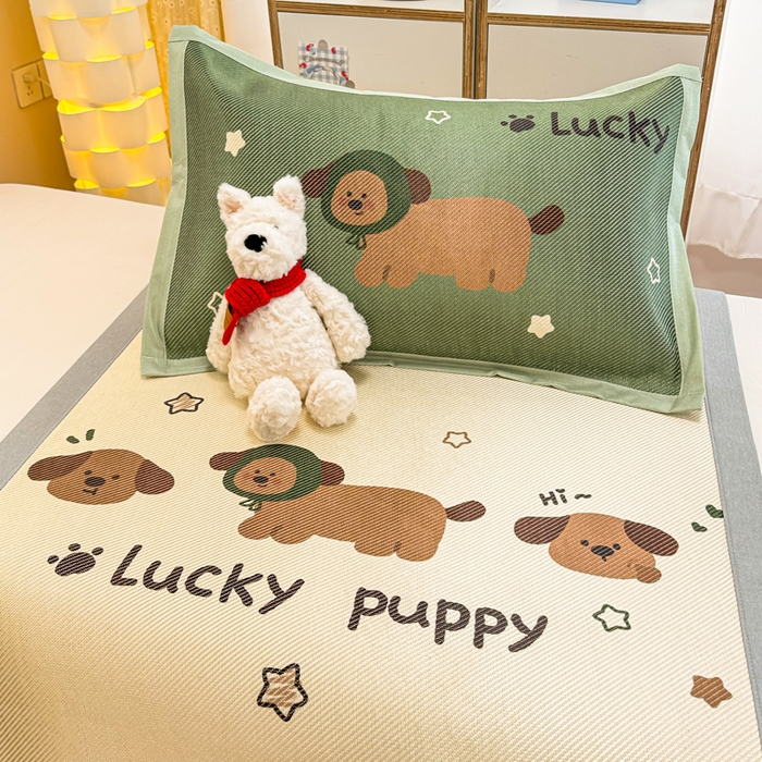 91家纺网 家纺一手货源 找家纺 慕尚家纺 2025新款凉感大版冰丝席学生季款三件套 小趴菜