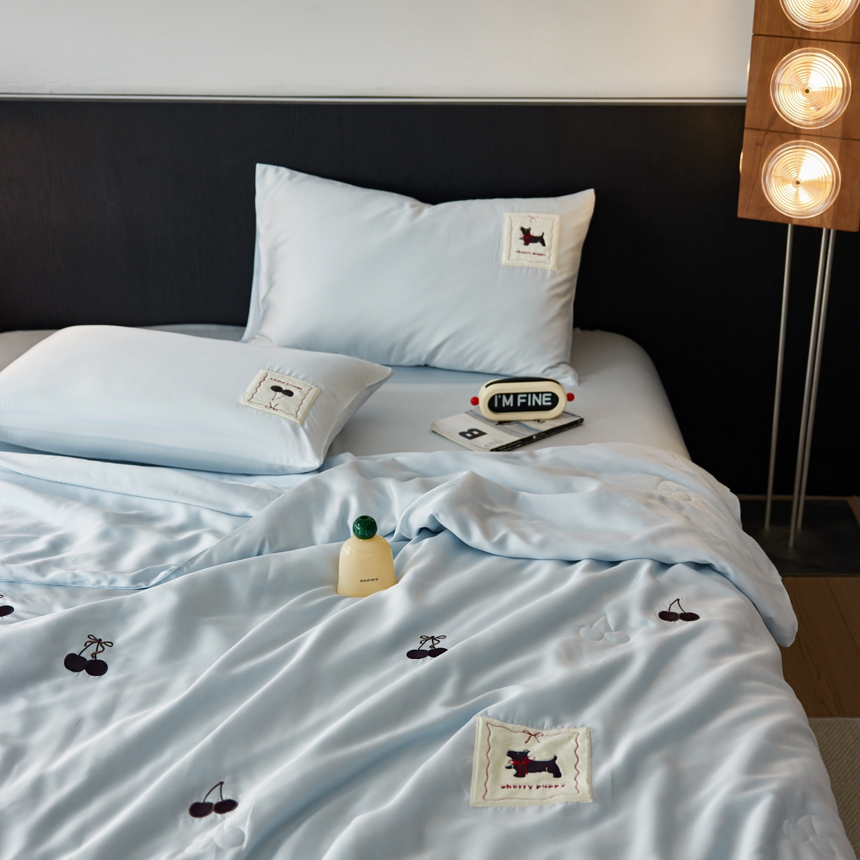 91家纺网 家纺一手货源 找家纺 初拾 2025新款60支奥地利进口兰精天丝夏被夏凉被空调被—樱桃奇奇 海水蓝