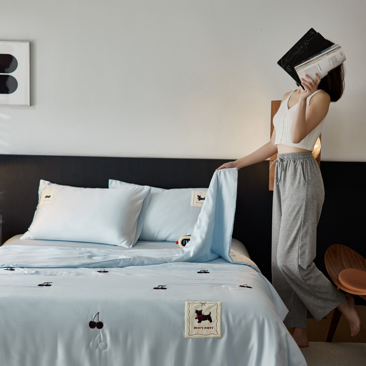 91家纺网 家纺一手货源 找家纺 初拾 2025新款60支奥地利进口兰精天丝夏被夏凉被空调被—樱桃奇奇 海水蓝