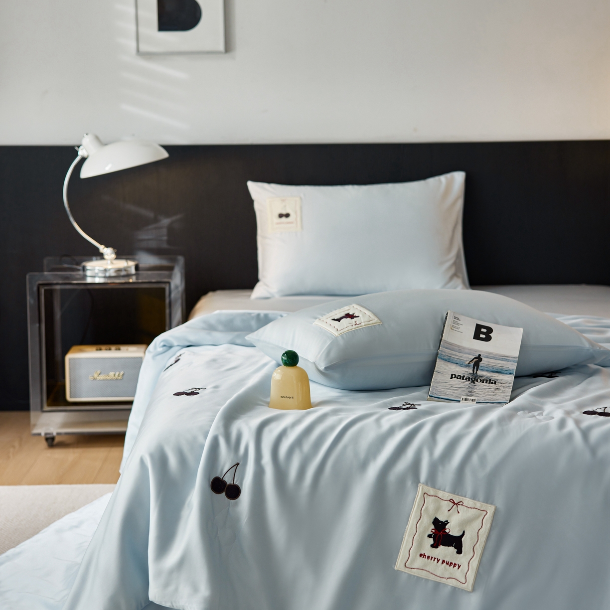 91家纺网 家纺一手货源 找家纺 初拾 2025新款60支奥地利进口兰精天丝夏被夏凉被空调被—樱桃奇奇 海水蓝