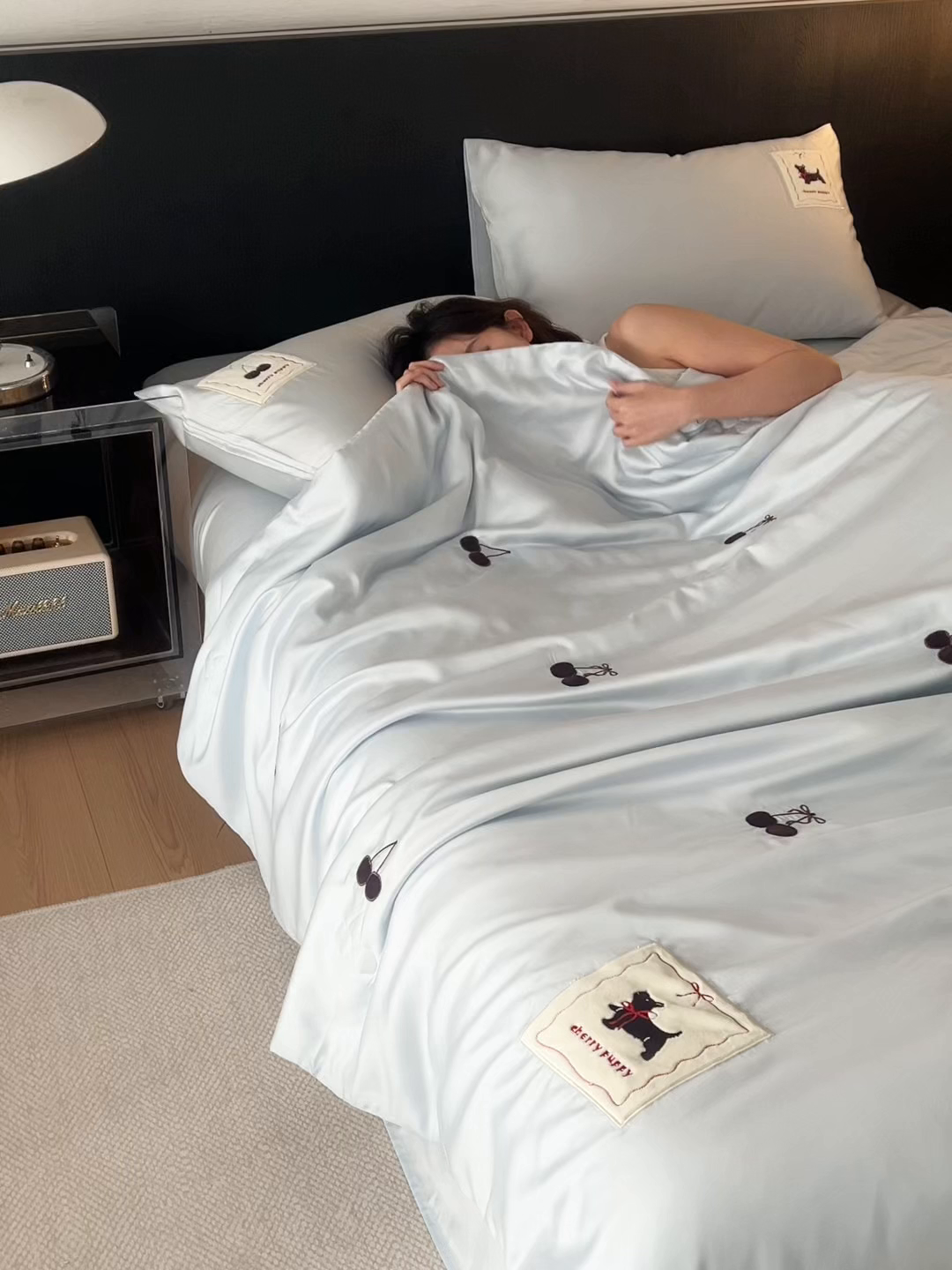 91家纺网 家纺一手货源 找家纺 初拾 2025新款60支奥地利进口兰精天丝夏被夏凉被空调被—樱桃奇奇 海水蓝