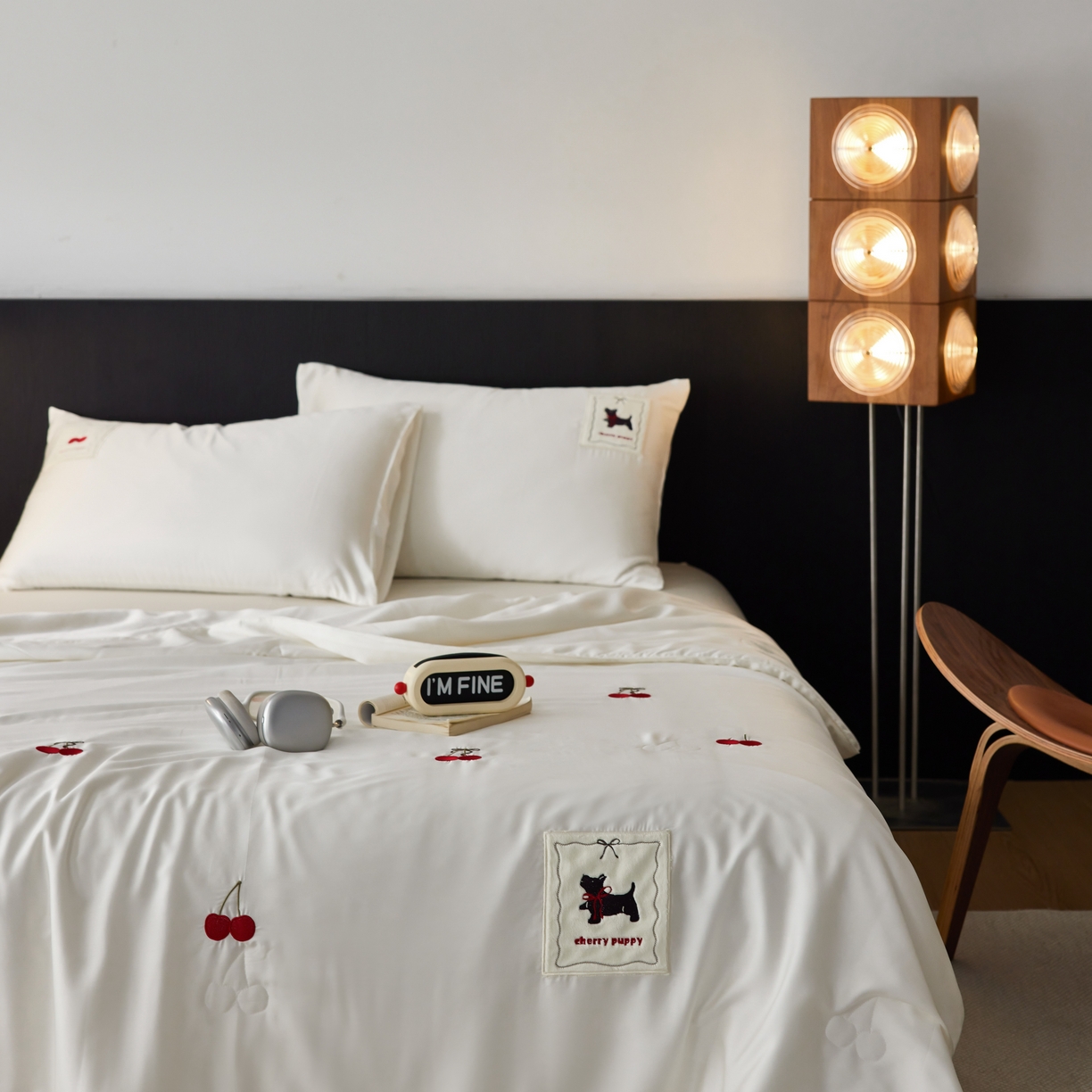 91家纺网 家纺一手货源 找家纺 初拾 2025新款60支奥地利进口兰精天丝夏被夏凉被空调被—樱桃奇奇 象牙白