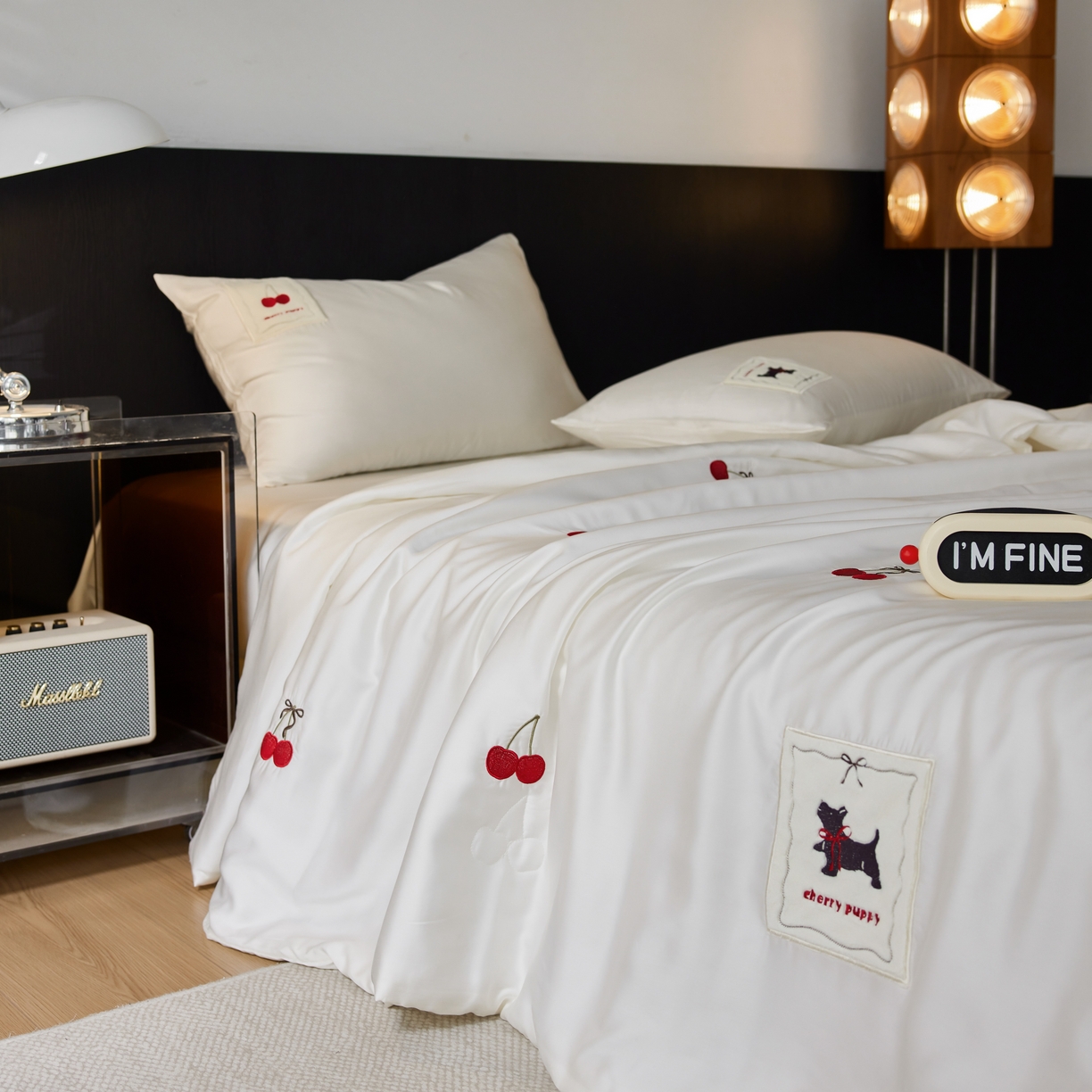 91家纺网 家纺一手货源 找家纺 初拾 2025新款60支奥地利进口兰精天丝夏被夏凉被空调被—樱桃奇奇 象牙白