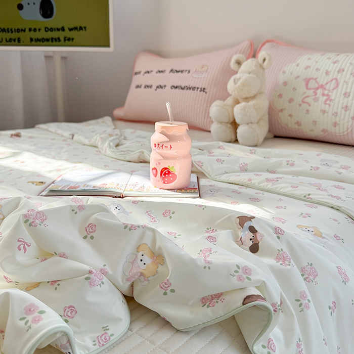 柚子YOUTH 2025新款锦氨超柔果冻被 玫瑰小狗夏被