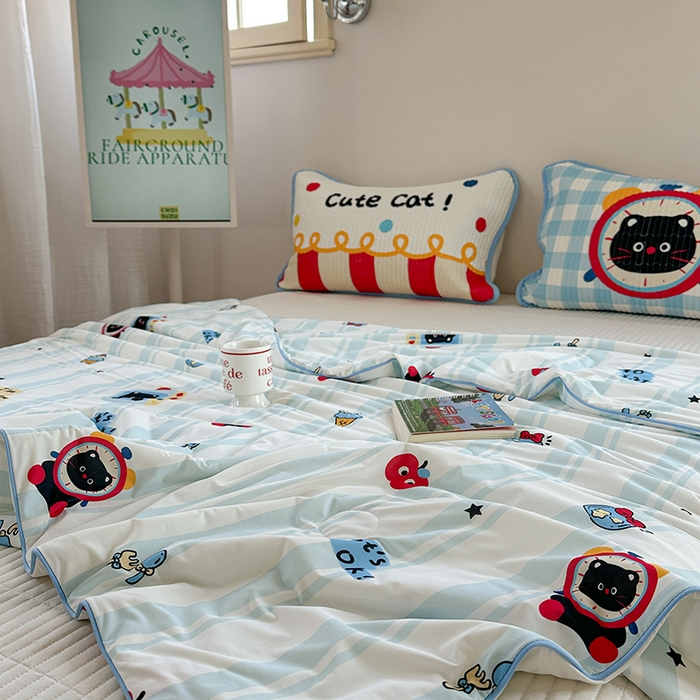 91家纺网 家纺一手货源 找家纺 柚子YOUTH 2025新款锦氨超柔果冻被 奇趣猫夏被