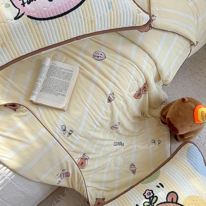 91家纺网 家纺一手货源 找家纺 柚子YOUTH 2025新款锦氨超柔果冻被 黄油小熊夏被