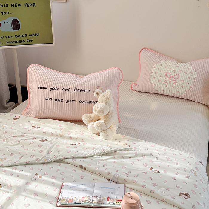 91家纺网 家纺一手货源 找家纺 柚子YOUTH 2025新款锦氨超柔果冻被 玫瑰小狗夏被