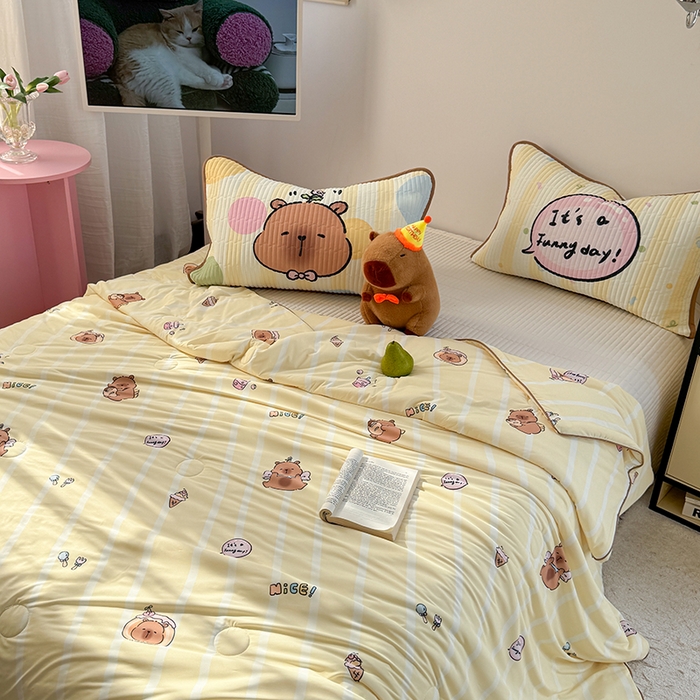 91家纺网 家纺一手货源 找家纺 柚子YOUTH 2025新款锦氨超柔果冻被 黄油小熊夏被