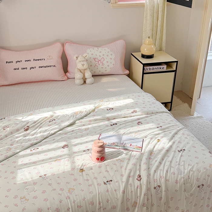 91家纺网 家纺一手货源 找家纺 柚子YOUTH 2025新款锦氨超柔果冻被 玫瑰小狗夏被