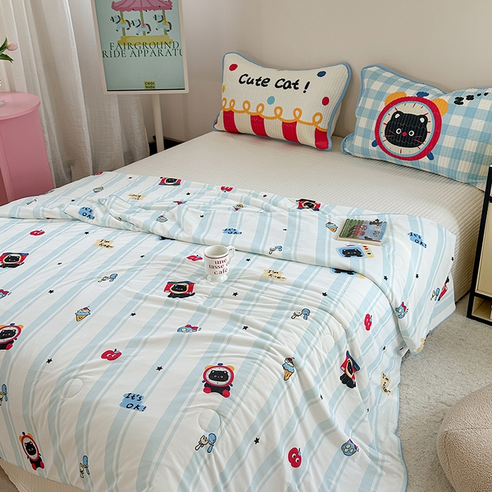 91家纺网 家纺一手货源 找家纺 柚子YOUTH 2025新款锦氨超柔果冻被 奇趣猫夏被