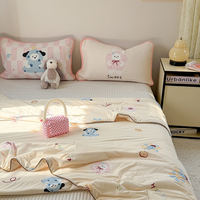 91家纺网 家纺一手货源 找家纺 柚子YOUTH 2025新款锦氨超柔果冻被 抱抱狗夏被