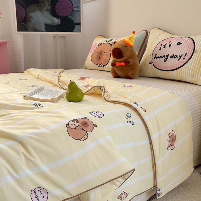 91家纺网 家纺一手货源 找家纺 柚子YOUTH 2025新款锦氨超柔果冻被 黄油小熊夏被