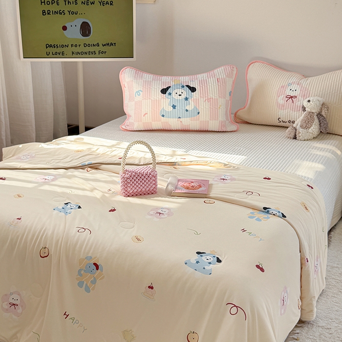 91家纺网 家纺一手货源 找家纺 柚子YOUTH 2025新款锦氨超柔果冻被 抱抱狗夏被