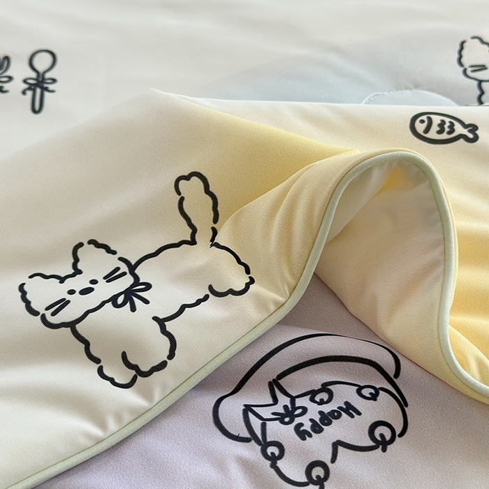 91家纺网 家纺一手货源 找家纺 柚子YOUTH 2025新款锦氨超柔果冻被 小猫春游夏被