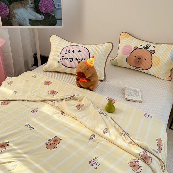 91家纺网 家纺一手货源 找家纺 柚子YOUTH 2025新款锦氨超柔果冻被 黄油小熊夏被