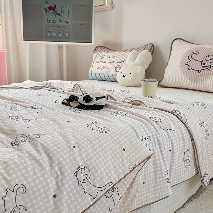 91家纺网 家纺一手货源 找家纺 柚子YOUTH 2025新款锦氨超柔果冻被 太空猫夏被