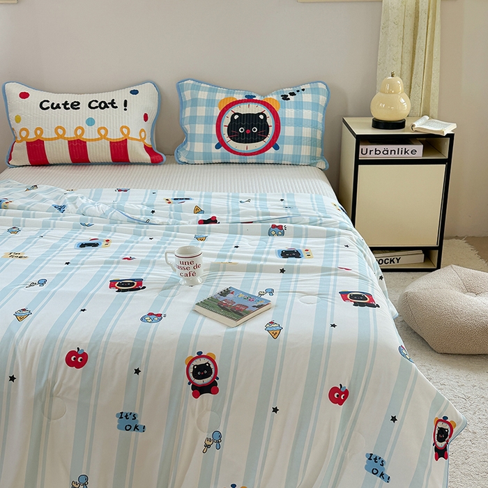 91家纺网 家纺一手货源 找家纺 柚子YOUTH 2025新款锦氨超柔果冻被 奇趣猫夏被