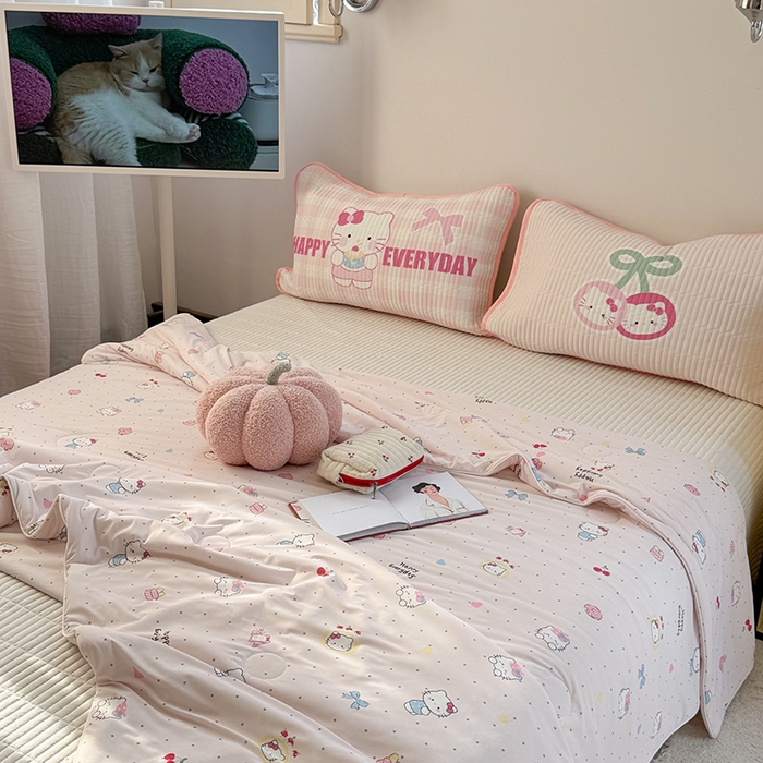 91家纺网 家纺一手货源 找家纺 柚子YOUTH 2025新款锦氨超柔果冻被 蛋糕猫夏被