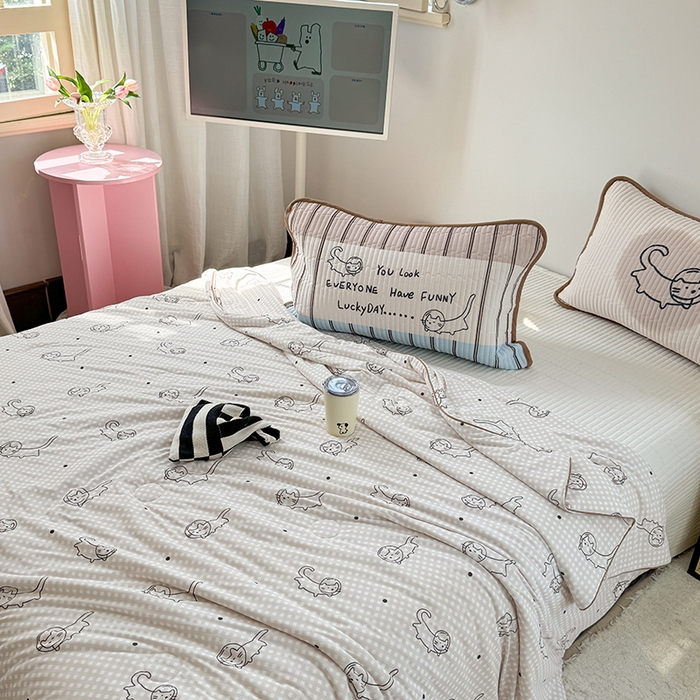 91家纺网 家纺一手货源 找家纺 柚子YOUTH 2025新款锦氨超柔果冻被 太空猫夏被