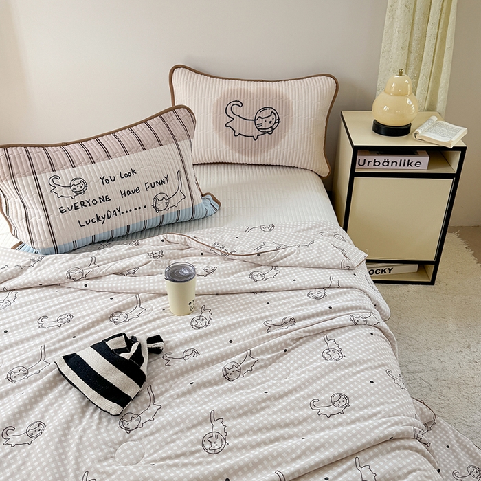 91家纺网 家纺一手货源 找家纺 柚子YOUTH 2025新款锦氨超柔果冻被 太空猫夏被