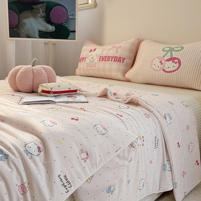 91家纺网 家纺一手货源 找家纺 柚子YOUTH 2025新款锦氨超柔果冻被 蛋糕猫夏被