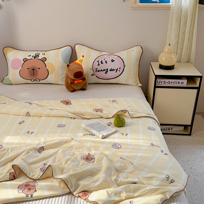 91家纺网 家纺一手货源 找家纺 柚子YOUTH 2025新款锦氨超柔果冻被 黄油小熊夏被