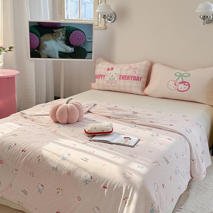 91家纺网 家纺一手货源 找家纺 柚子YOUTH 2025新款锦氨超柔果冻被 蛋糕猫夏被