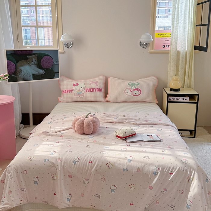 91家纺网 家纺一手货源 找家纺 柚子YOUTH 2025新款锦氨超柔果冻被 蛋糕猫夏被