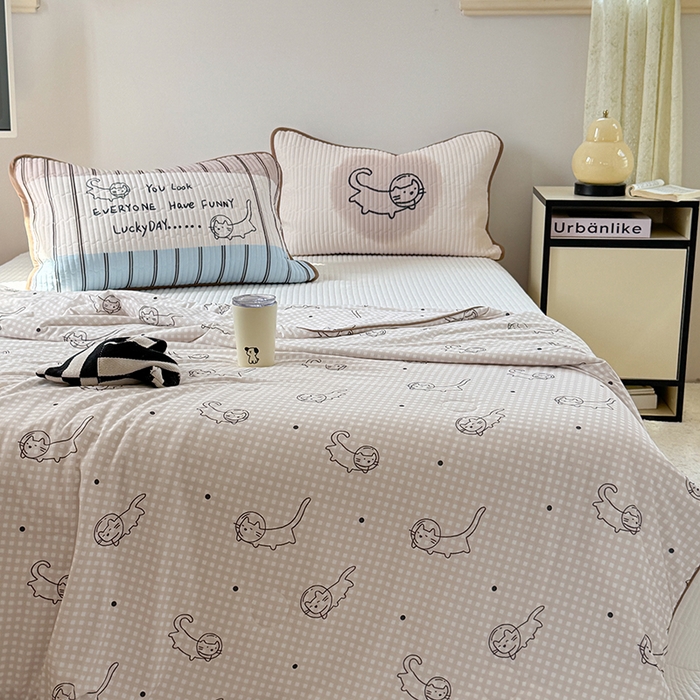 91家纺网 家纺一手货源 找家纺 柚子YOUTH 2025新款锦氨超柔果冻被 太空猫夏被