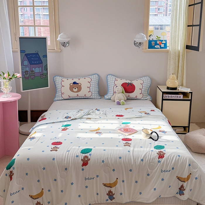 91家纺网 家纺一手货源 找家纺 柚子YOUTH 2025新款锦氨超柔果冻被 滑翔小熊夏被