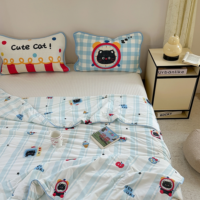 91家纺网 家纺一手货源 找家纺 柚子YOUTH 2025新款锦氨超柔果冻被 奇趣猫夏被