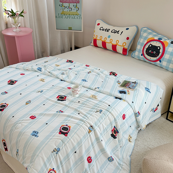 91家纺网 家纺一手货源 找家纺 柚子YOUTH 2025新款锦氨超柔果冻被 奇趣猫夏被