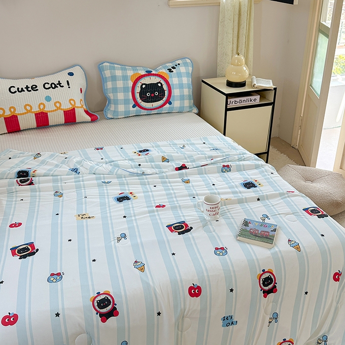 91家纺网 家纺一手货源 找家纺 柚子YOUTH 2025新款锦氨超柔果冻被 奇趣猫夏被