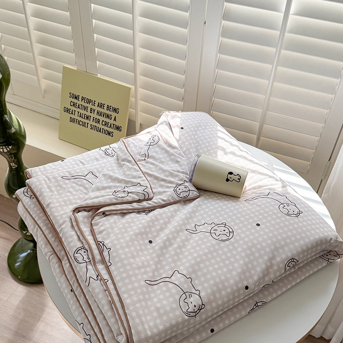 91家纺网 家纺一手货源 找家纺 柚子YOUTH 2025新款锦氨超柔果冻被 太空猫夏被