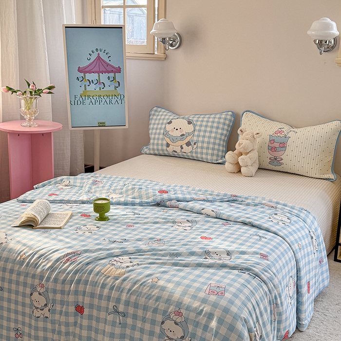 91家纺网 家纺一手货源 找家纺 柚子YOUTH 2025新款锦氨超柔果冻被 蛋糕墩墩夏被