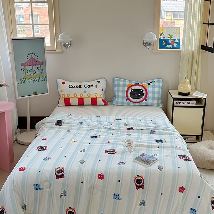 91家纺网 家纺一手货源 找家纺 柚子YOUTH 2025新款锦氨超柔果冻被 奇趣猫夏被