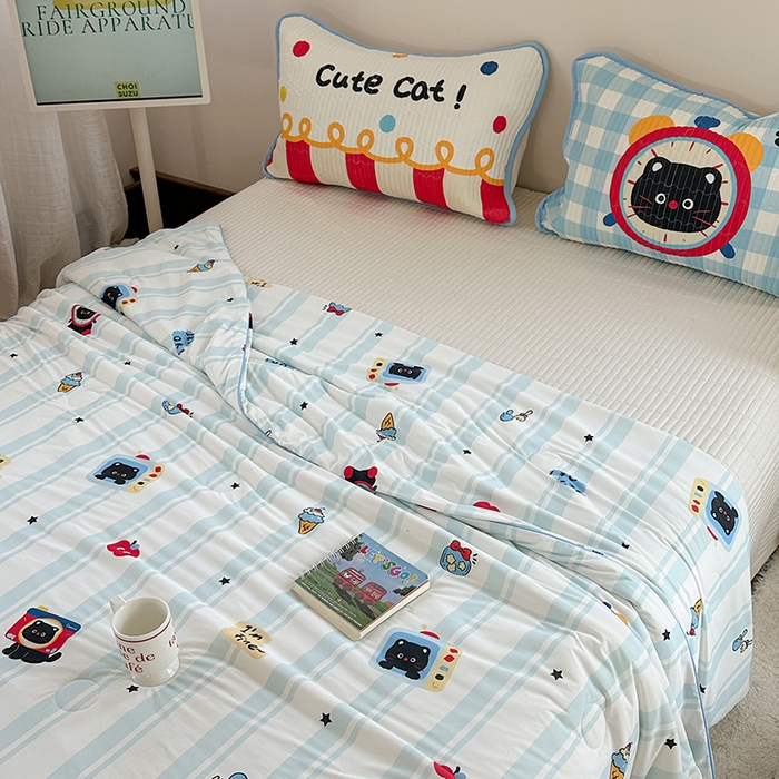 91家纺网 家纺一手货源 找家纺 柚子YOUTH 2025新款锦氨超柔果冻被 奇趣猫夏被