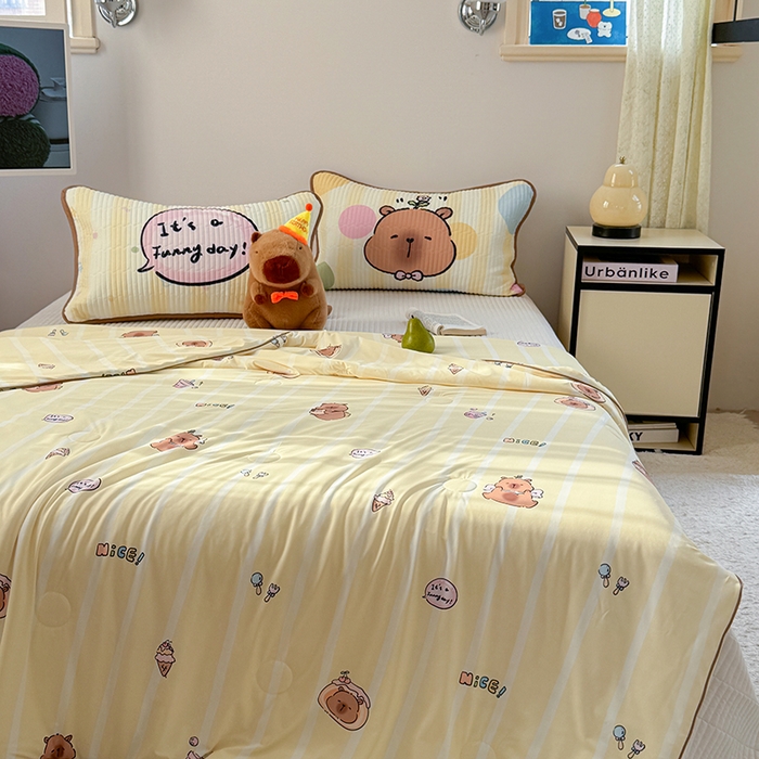 91家纺网 家纺一手货源 找家纺 柚子YOUTH 2025新款锦氨超柔果冻被 黄油小熊夏被