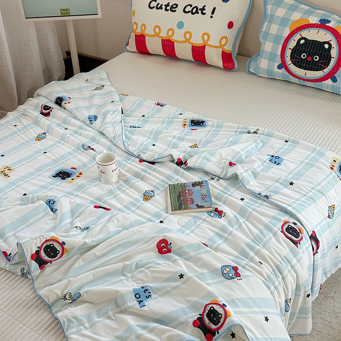 91家纺网 家纺一手货源 找家纺 柚子YOUTH 2025新款锦氨超柔果冻被 奇趣猫夏被