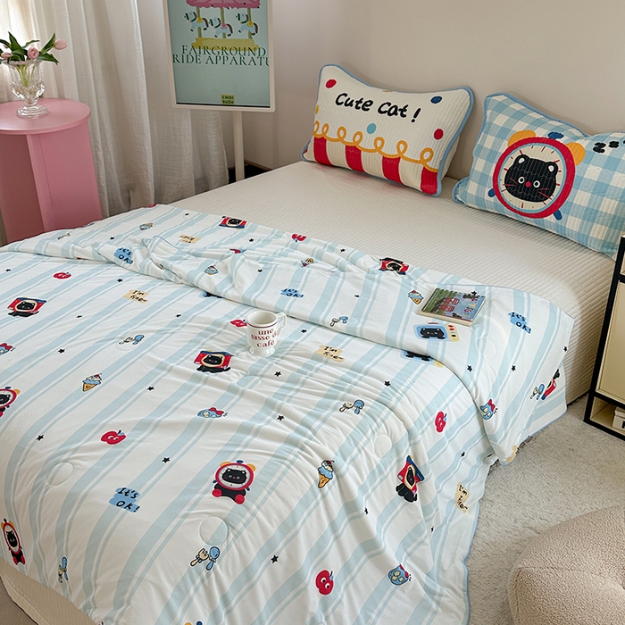 91家纺网 家纺一手货源 找家纺 柚子YOUTH 2025新款锦氨超柔果冻被 奇趣猫夏被