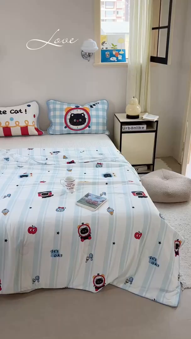 91家纺网 家纺一手货源 找家纺 柚子YOUTH 2025新款锦氨超柔果冻被 奇趣猫夏被