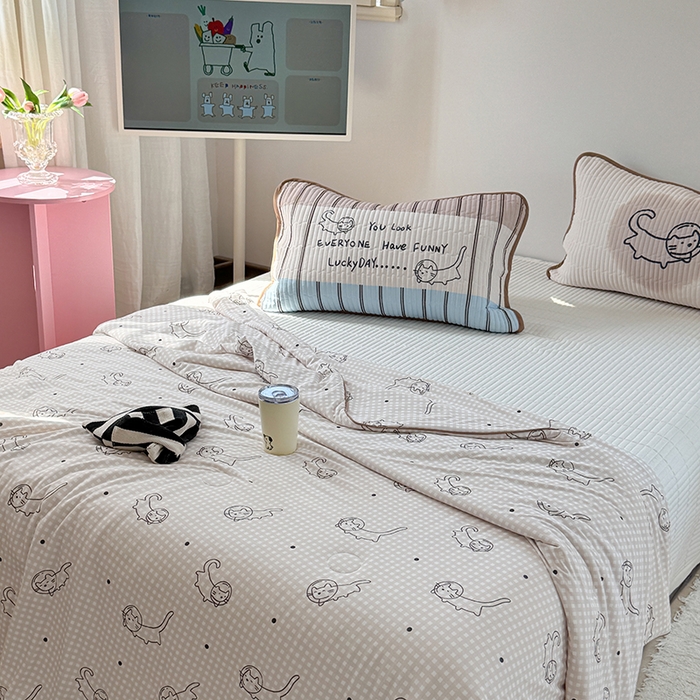 91家纺网 家纺一手货源 找家纺 柚子YOUTH 2025新款锦氨超柔果冻被 太空猫夏被